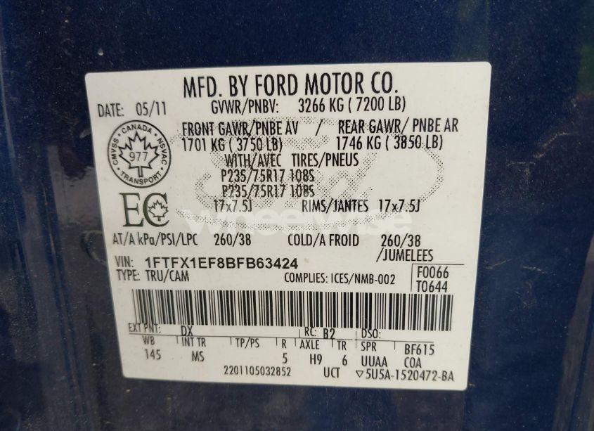 Photo 9 of 2011 Ford F-150 XLT (VIN 1FTFX1EF8BFB63424)