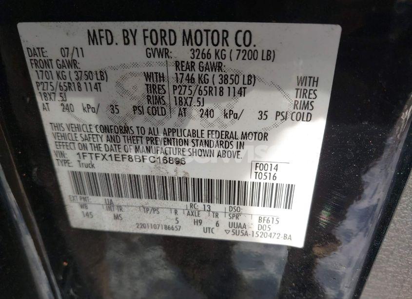 Photo 9 of 2011 Ford F-150 XLT (VIN 1FTFX1EF8BFC16896)