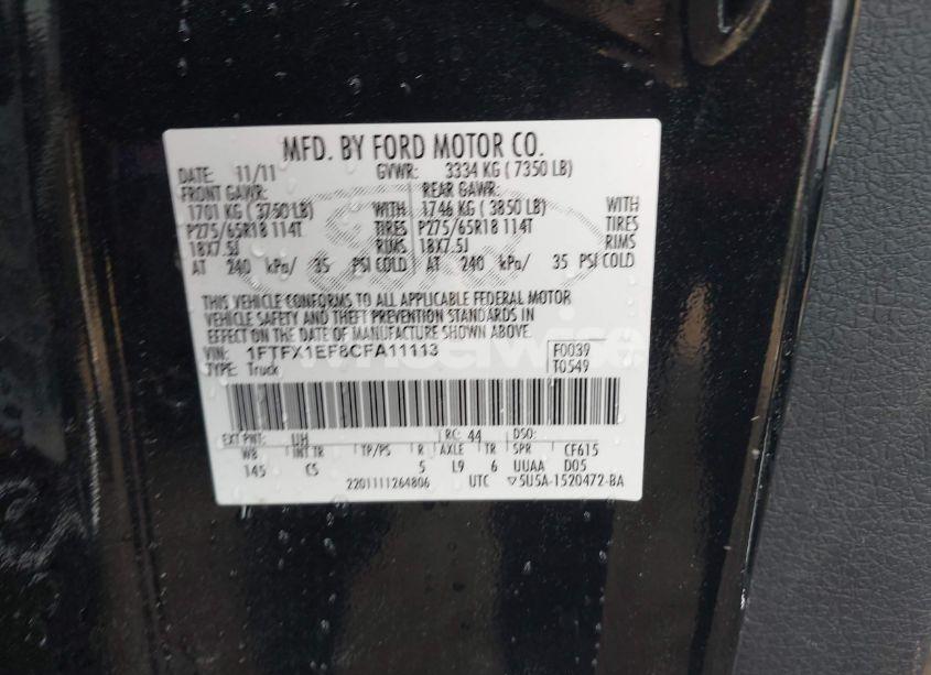 Photo 9 of 2012 Ford F-150 STX (VIN 1FTFX1EF8CFA11113)