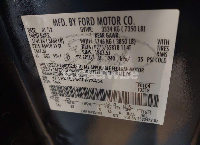Photo 9 of 2012 Ford F-150 FX4 (VIN 1FTFX1EF8CFA73434)