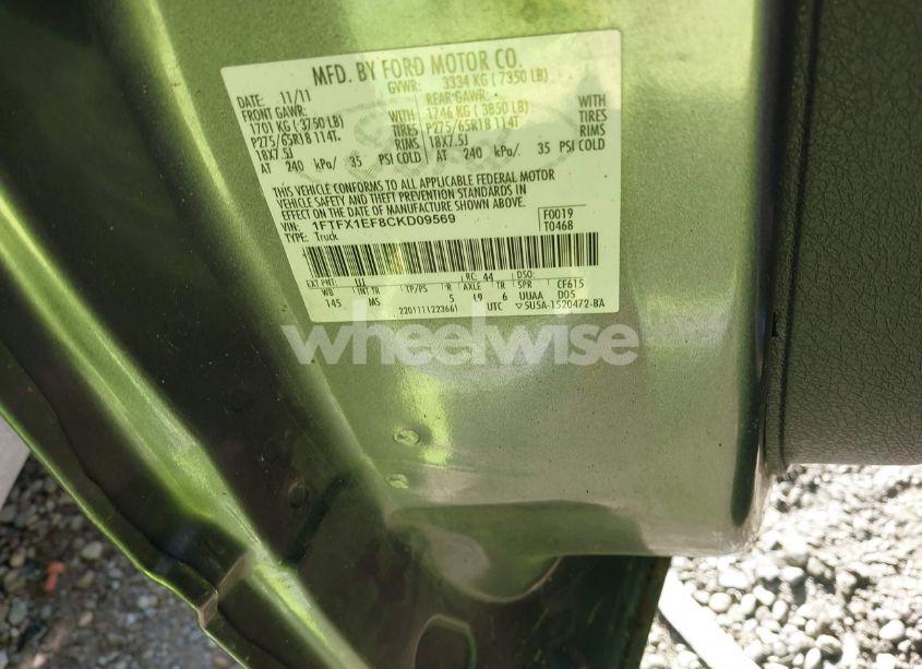 Photo 9 of 2012 Ford F150 SUPER CAB (VIN 1FTFX1EF8CKD09569)