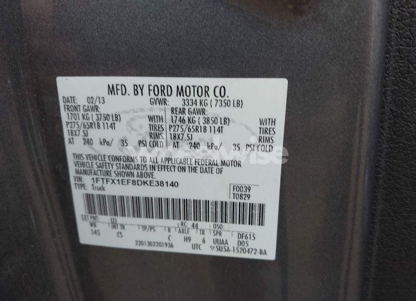 Photo 9 of 2013 Ford F-150 STX (VIN 1FTFX1EF8DKE38140)