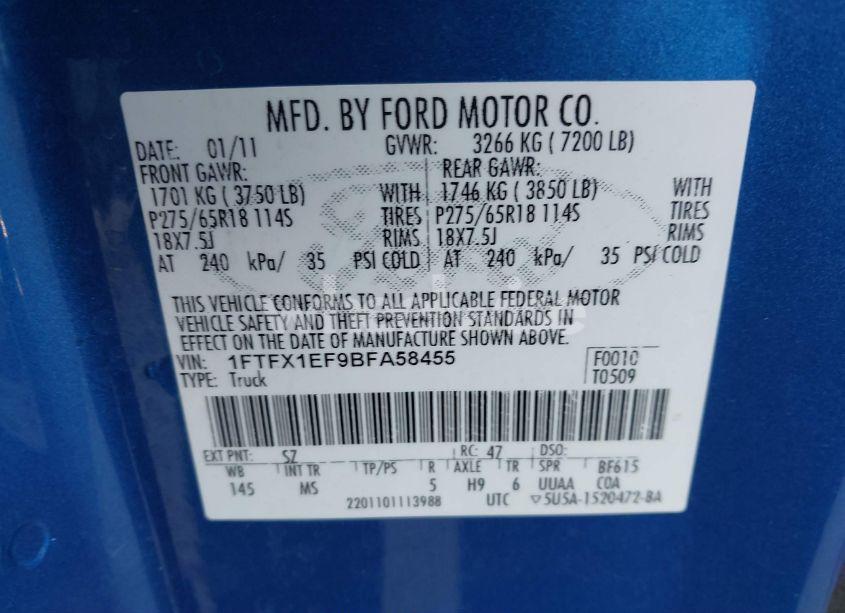 Photo 9 of 2011 Ford F-150 XLT (VIN 1FTFX1EF9BFA58455)