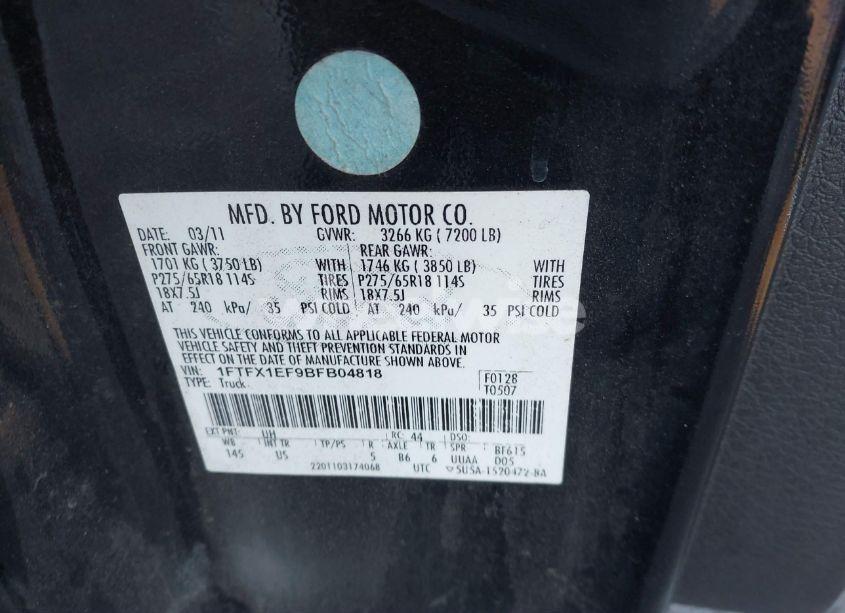 Photo 9 of 2011 Ford F-150 XLT (VIN 1FTFX1EF9BFB04818)