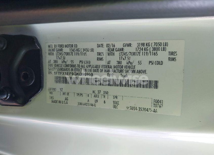 Photo 9 of 2016 Ford F-150 XL (VIN 1FTFX1EF9GKD96999)