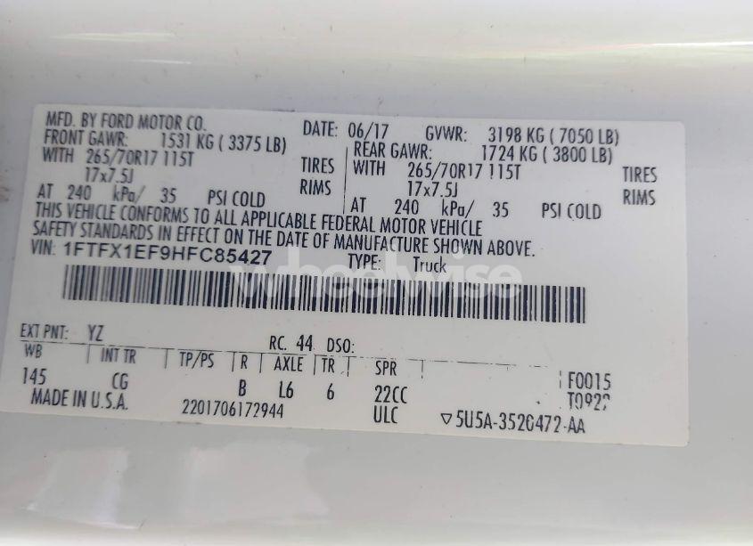 Photo 9 of 2017 Ford F-150 XL (VIN 1FTFX1EF9HFC85427)