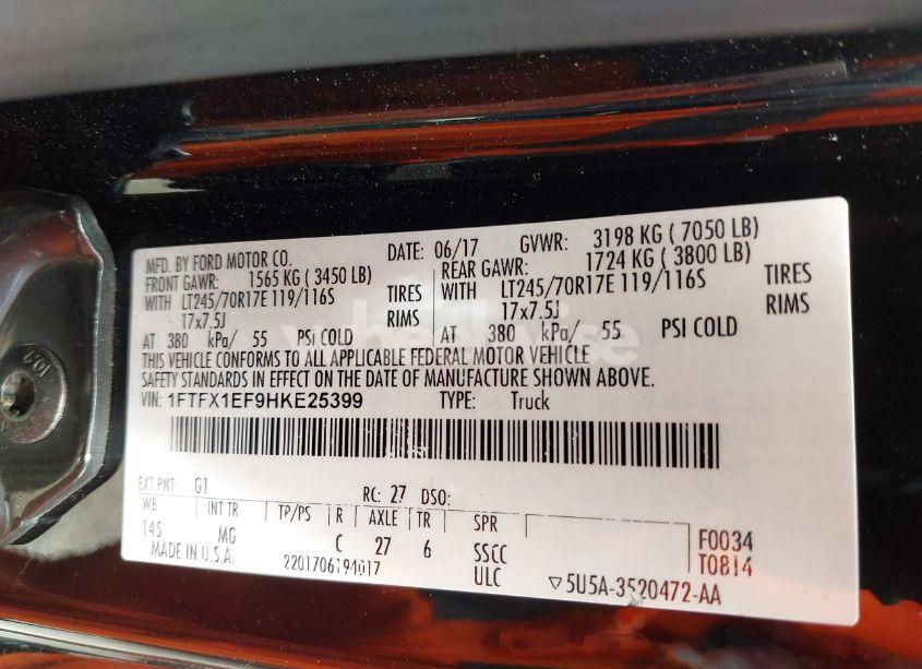 Photo 9 of 2017 Ford F-150 XLT (VIN 1FTFX1EF9HKE25399)