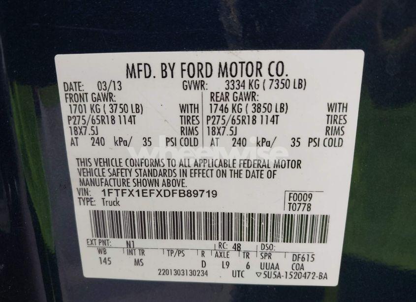 Photo 9 of 2013 Ford F-150 XLT (VIN 1FTFX1EFXDFB89719)