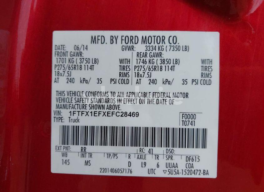 Photo 9 of 2014 Ford F-150 XLT (VIN 1FTFX1EFXEFC28469)