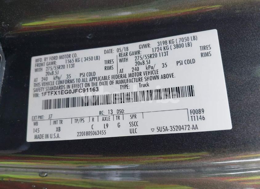 Photo 9 of 2018 Ford F-150 XLT (VIN 1FTFX1EG0JFC91163)