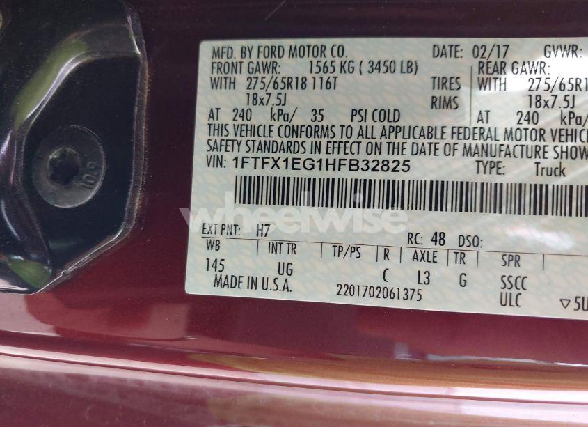 Photo 9 of 2017 Ford F-150 XLT (VIN 1FTFX1EG1HFB32825)