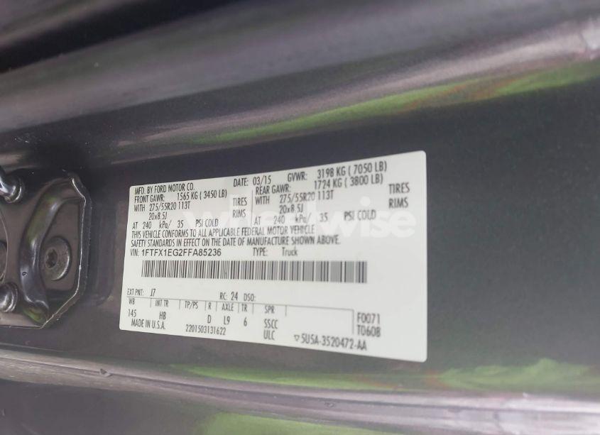 Photo 9 of 2015 Ford F-150 LARIAT (VIN 1FTFX1EG2FFA85236)