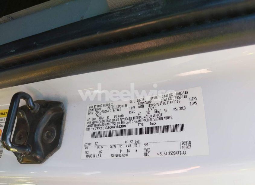 Photo 9 of 2016 Ford F-150 XL (VIN 1FTFX1EG3GKF54388)