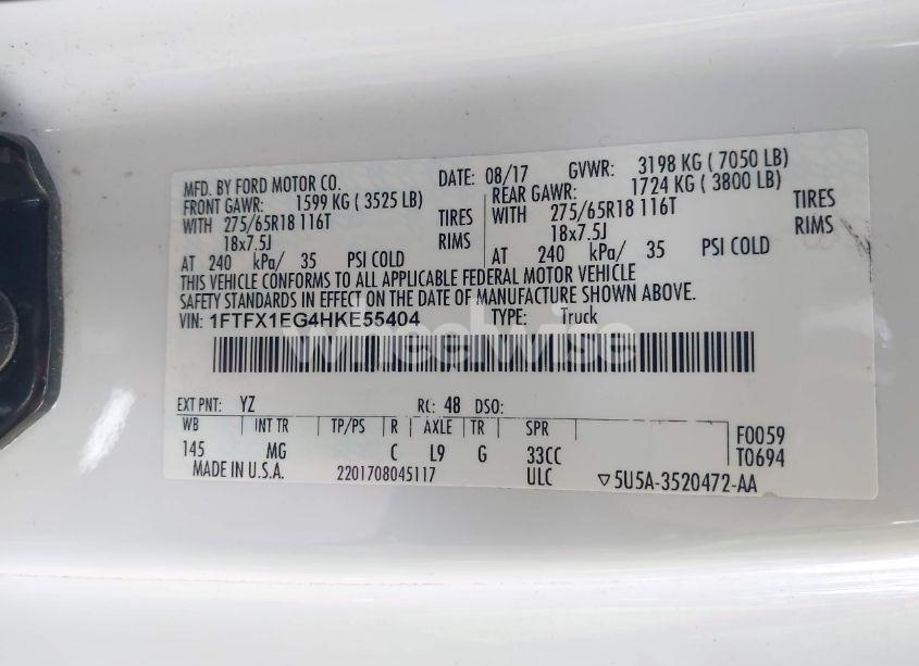 Photo 9 of 2017 Ford F-150 XLT (VIN 1FTFX1EG4HKE55404)