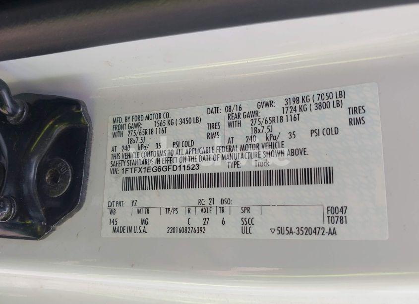 Photo 9 of 2016 Ford F-150 XLT (VIN 1FTFX1EG6GFD11523)