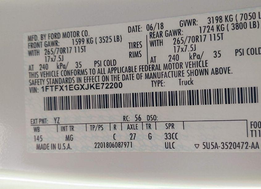 Photo 9 of 2018 Ford F-150 XLT (VIN 1FTFX1EGXJKE72200)