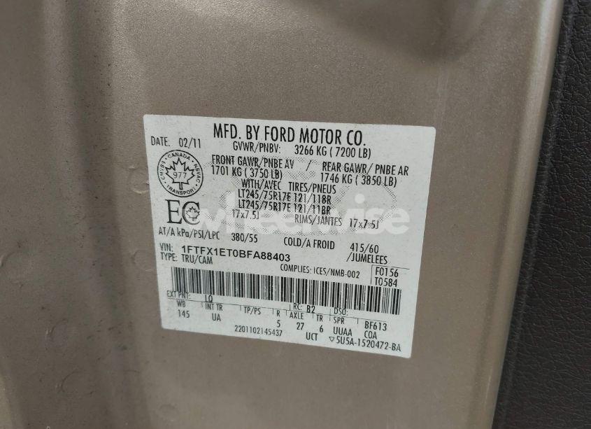 Photo 9 of 2011 Ford F-150 XLT (VIN 1FTFX1ET0BFA88403)