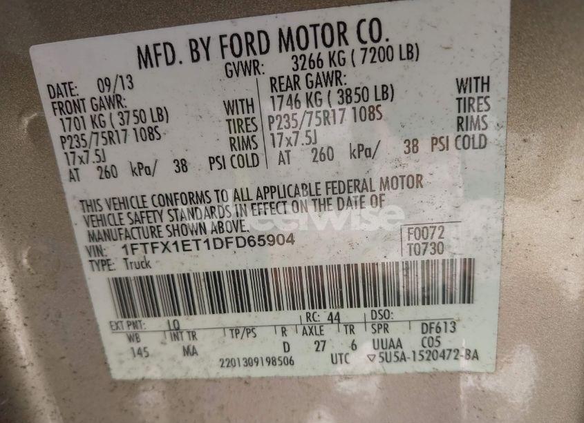 Photo 9 of 2013 Ford F-150 XLT (VIN 1FTFX1ET1DFD65904)