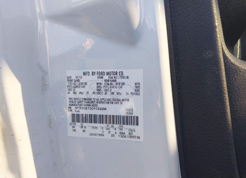 Photo 9 of 2012 Ford F-150 XLT (VIN 1FTFX1ET3CFC52258)