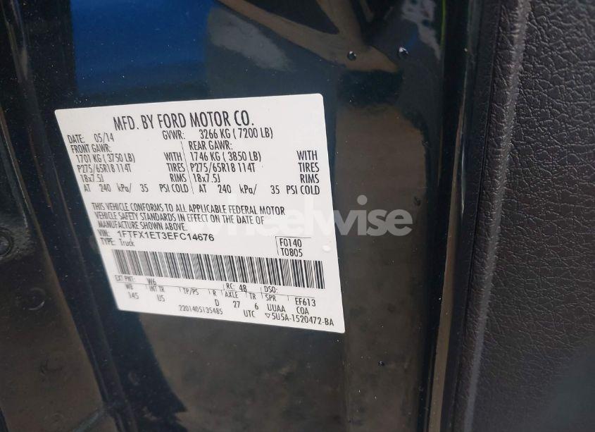 Photo 9 of 2014 Ford F-150 XLT (VIN 1FTFX1ET3EFC14676)