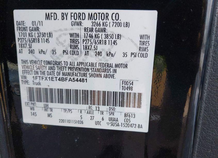 Photo 9 of 2011 Ford F-150 XLT (VIN 1FTFX1ET4BFA54481)