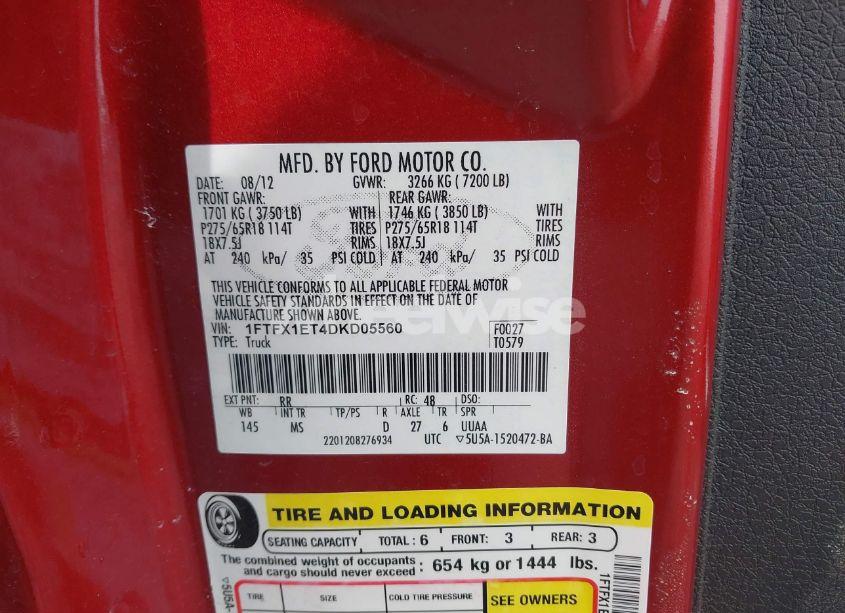 Photo 9 of 2013 Ford F-150 XLT (VIN 1FTFX1ET4DKD05560)