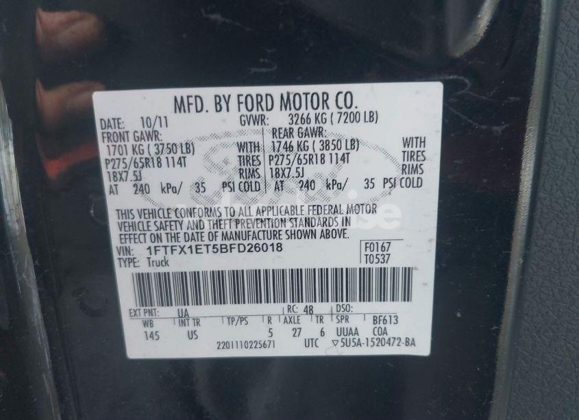 Photo 9 of 2011 Ford F-150 XLT (VIN 1FTFX1ET5BFD26018)