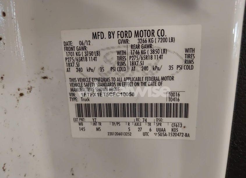 Photo 9 of 2012 Ford F-150 XLT (VIN 1FTFX1ET5CFC10058)