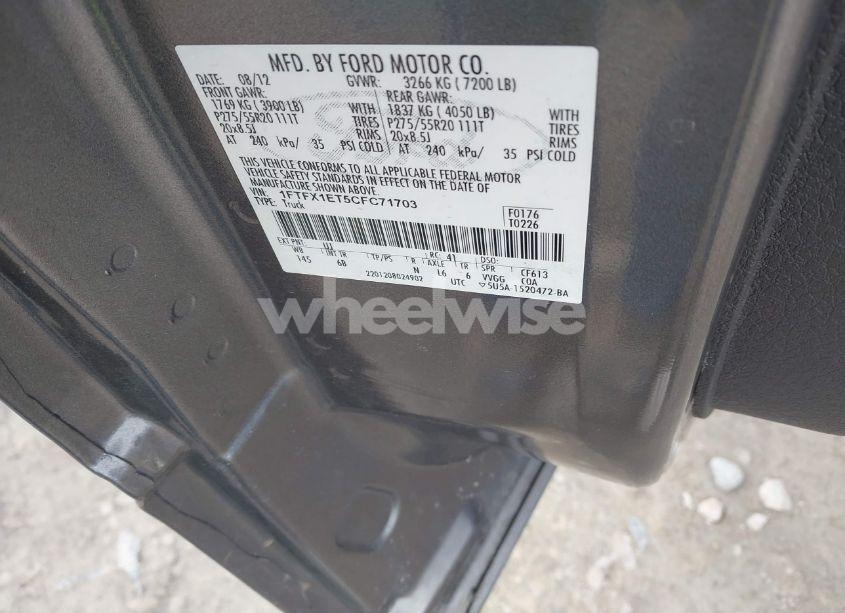 Photo 9 of 2012 Ford F-150 FX4 (VIN 1FTFX1ET5CFC71703)