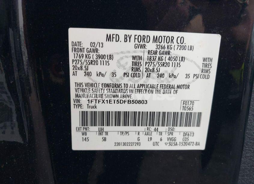 Photo 9 of 2013 Ford F-150 FX4 (VIN 1FTFX1ET5DFB50803)