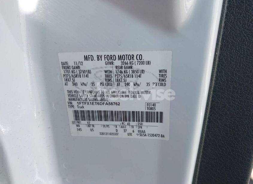 Photo 9 of 2013 Ford F-150 XLT (VIN 1FTFX1ET6DFA58762)