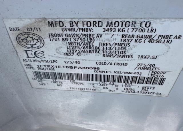 Photo 8 of 2011 Ford F-150 XLT (VIN 1FTFX1ET8BFA88696)