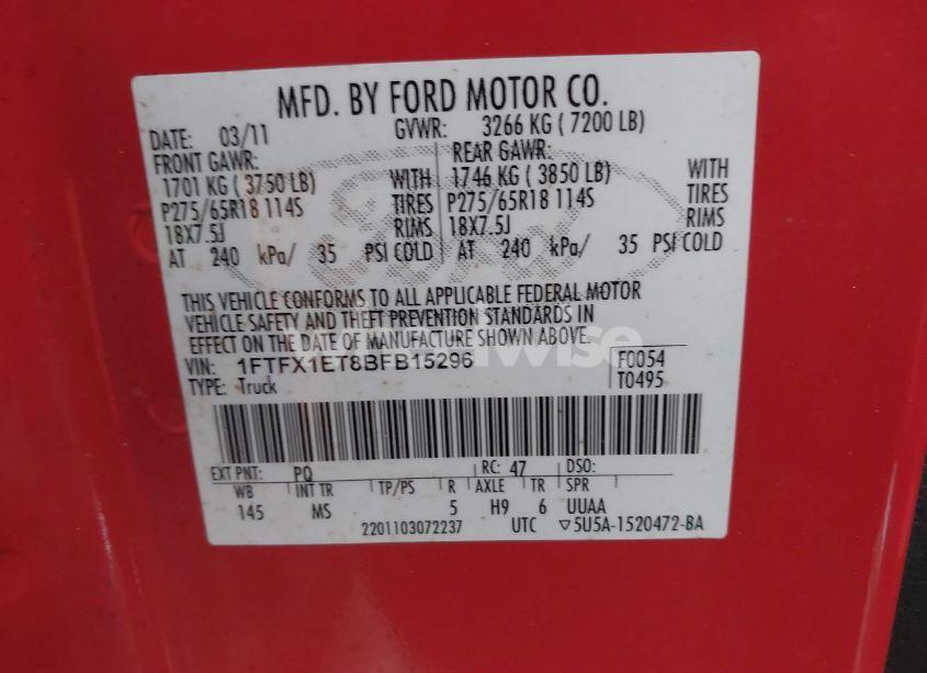 Photo 9 of 2011 Ford F-150 XLT (VIN 1FTFX1ET8BFB15296)