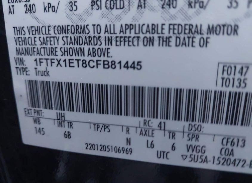 Photo 9 of 2012 Ford F-150 FX4 (VIN 1FTFX1ET8CFB81445)