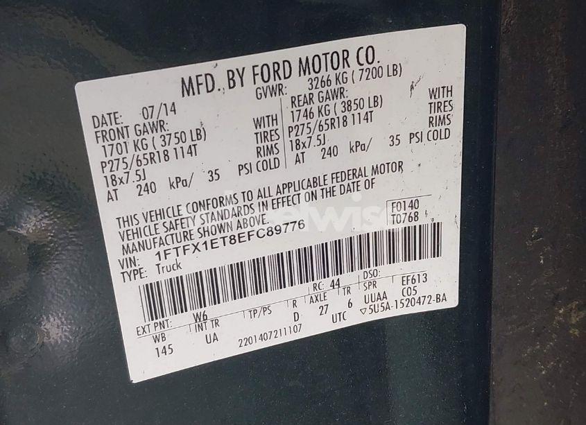 Photo 9 of 2014 Ford F-150 XLT (VIN 1FTFX1ET8EFC89776)