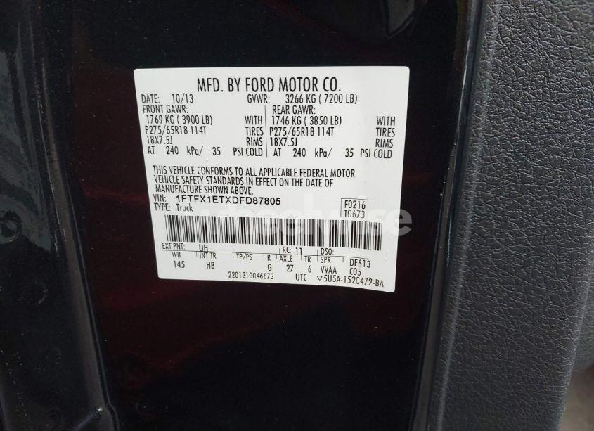 Photo 9 of 2013 Ford F-150 LARIAT (VIN 1FTFX1ETXDFD87805)