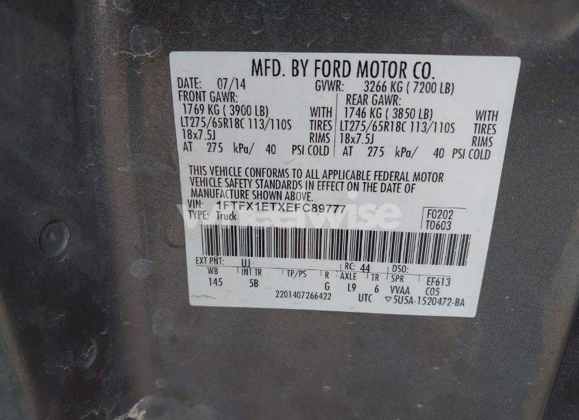 Photo 9 of 2014 Ford F-150 FX4 (VIN 1FTFX1ETXEFC89777)