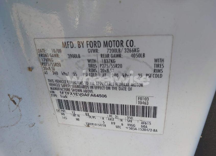 Photo 9 of 2010 Ford F-150 FX4/LARIAT/XL/XLT (VIN 1FTFX1EV0AFA64506)