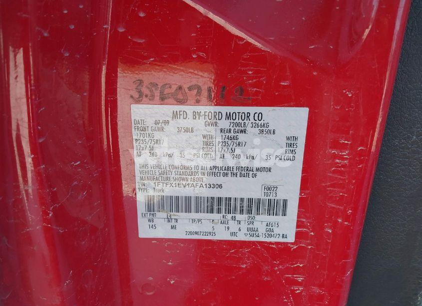 Photo 9 of 2010 Ford F-150 FX4/LARIAT/XL/XLT (VIN 1FTFX1EV1AFA13306)