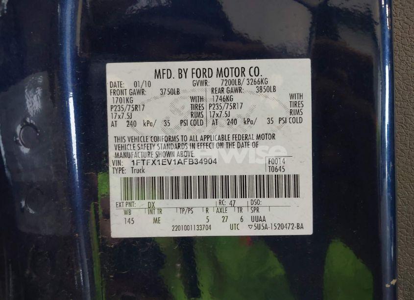 Photo 9 of 2010 Ford F-150 FX4/LARIAT/XL/XLT (VIN 1FTFX1EV1AFB34904)