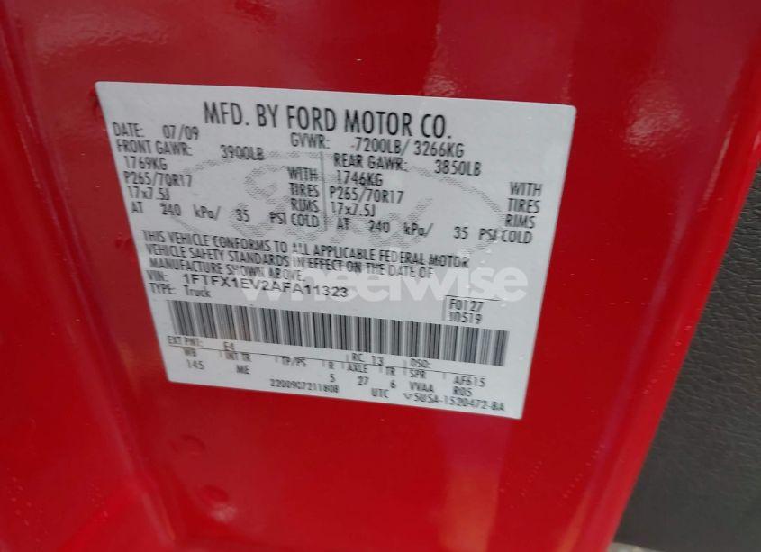 Photo 9 of 2010 Ford F-150 FX4/LARIAT/XL/XLT (VIN 1FTFX1EV2AFA11323)