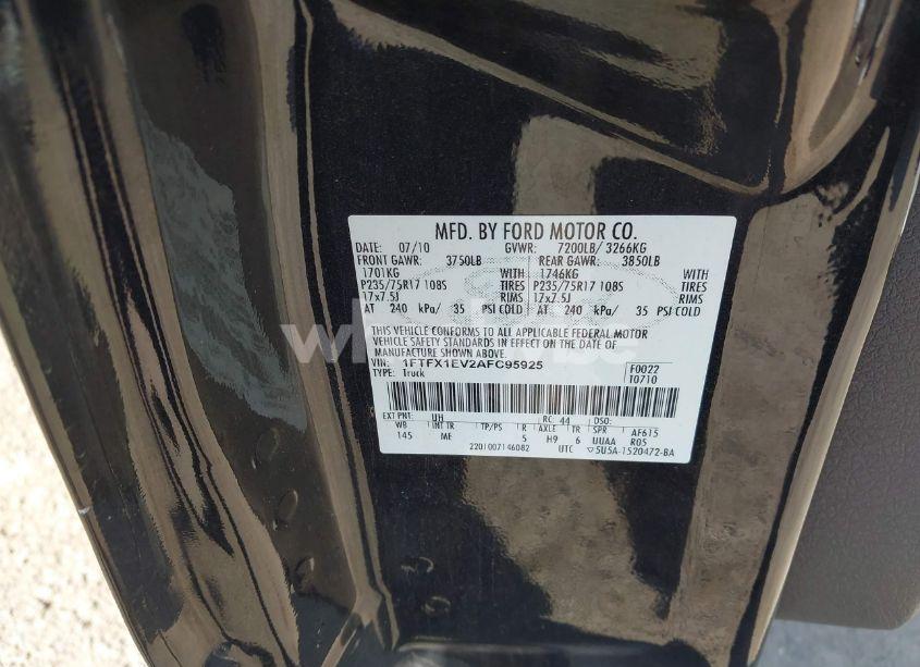 Photo 9 of 2010 Ford F-150 FX4/LARIAT/XL/XLT (VIN 1FTFX1EV2AFC95925)