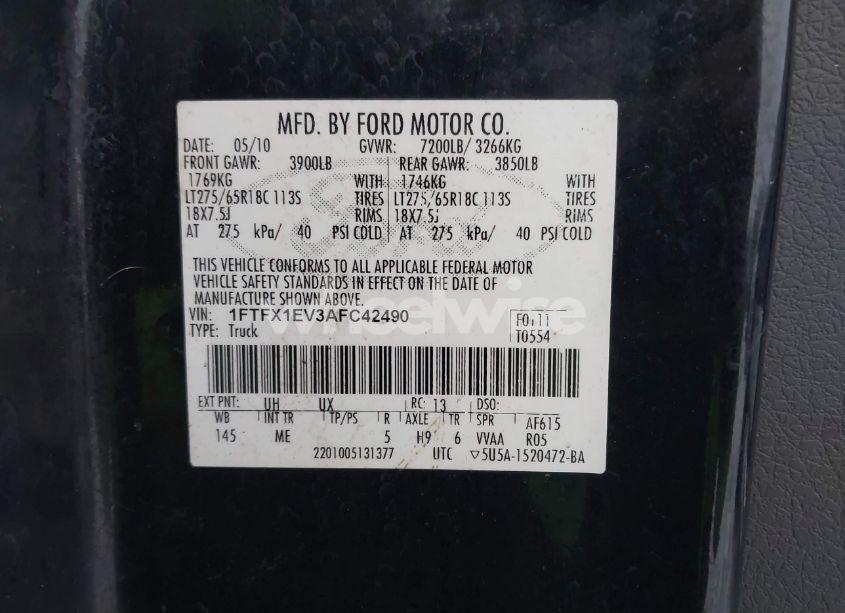 Photo 9 of 2010 Ford F-150 FX4/LARIAT/XL/XLT (VIN 1FTFX1EV3AFC42490)