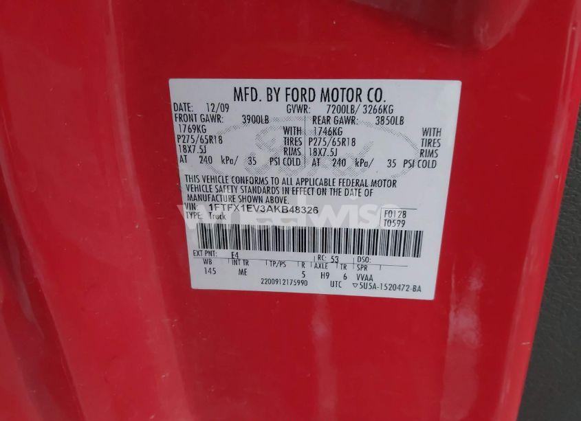 Photo 9 of 2010 Ford F-150 FX4/LARIAT/XL/XLT (VIN 1FTFX1EV3AKB48326)