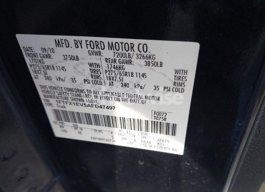 Photo 9 of 2010 Ford F-150 (VIN 1FTFX1EV5AFD47497)