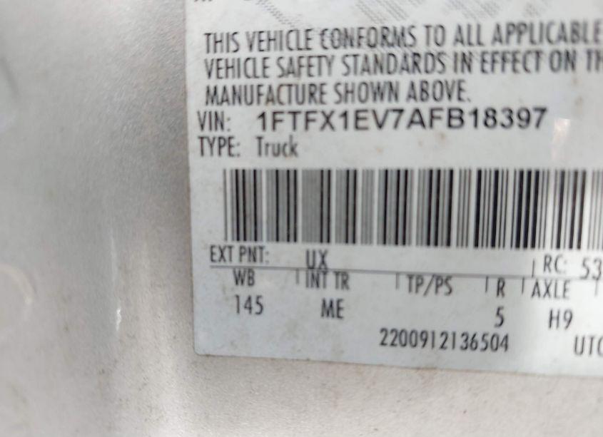 Photo 9 of 2010 Ford F-150 FX4/LARIAT/XL/XLT (VIN 1FTFX1EV7AFB18397)