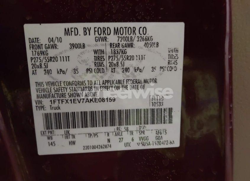 Photo 9 of 2010 Ford F-150 LARIAT (VIN 1FTFX1EV7AKE08159)