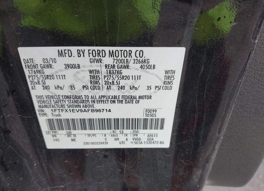 Photo 9 of 2010 Ford F-150 FX4/LARIAT/XL/XLT (VIN 1FTFX1EV9AFB96714)