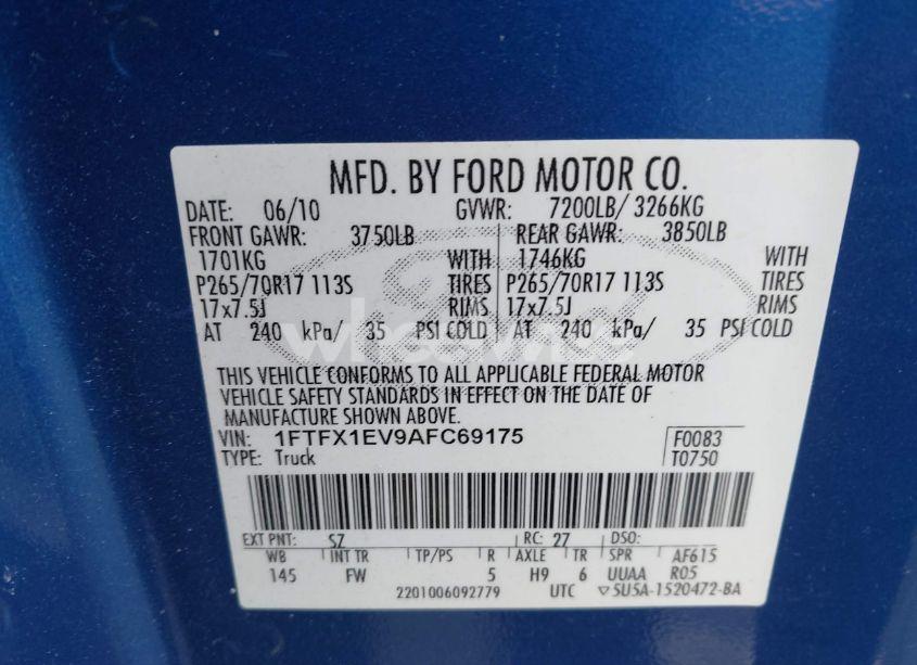 Photo 9 of 2010 Ford F-150 FX4/LARIAT/XL/XLT (VIN 1FTFX1EV9AFC69175)