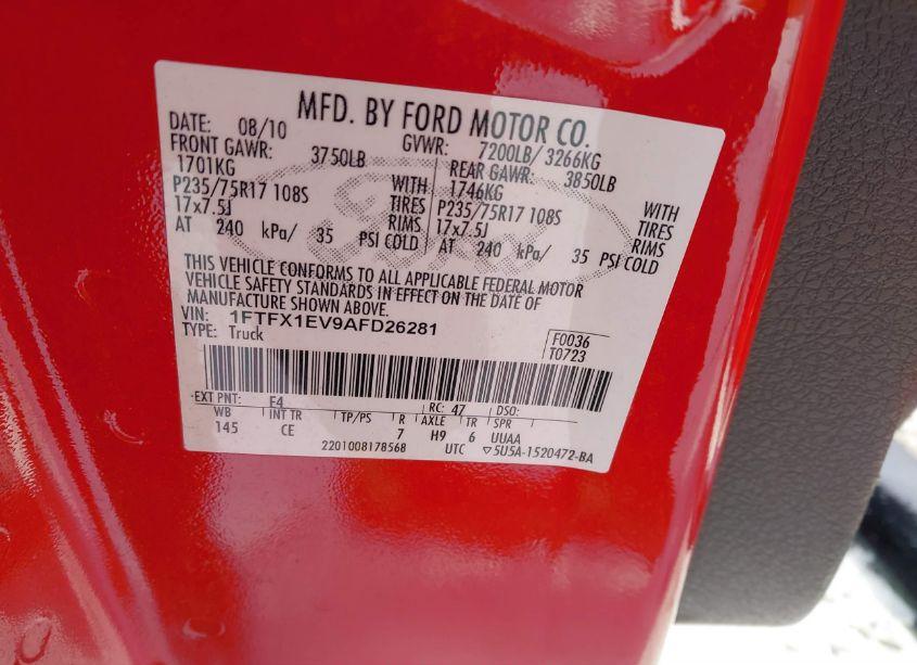 Photo 9 of 2010 Ford F-150 FX4/LARIAT/XL/XLT (VIN 1FTFX1EV9AFD26281)